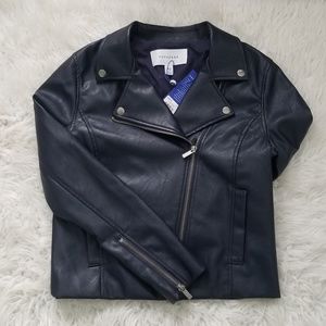 NWT Popsugar XS Moto crop faux leather jacket